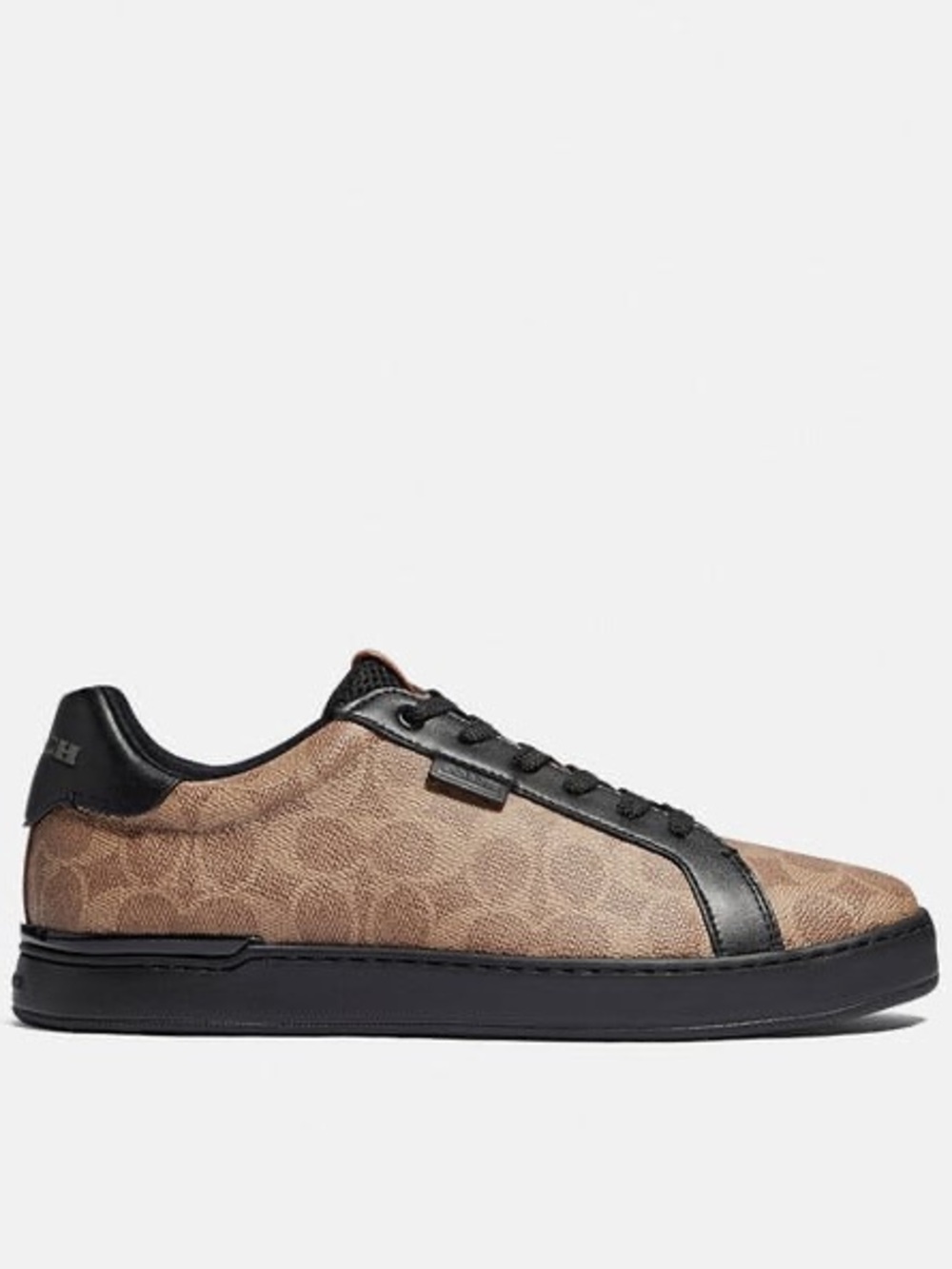 Coach Men’s Brown Signature Low-Top Sneaker with Black Trim